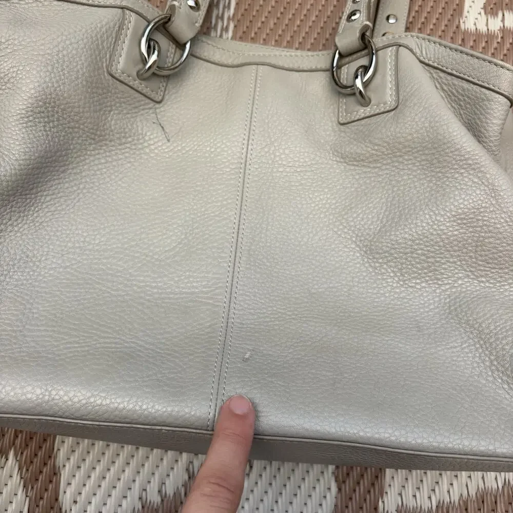 Coach Penelope Gray Soft Pebbled Leather Carryall Satchel Bag Preowned Worn